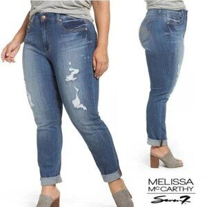 Melissa McCarthy Seven7 Size 20W Distressed Straight Leg Jeans High Rise Stretch
